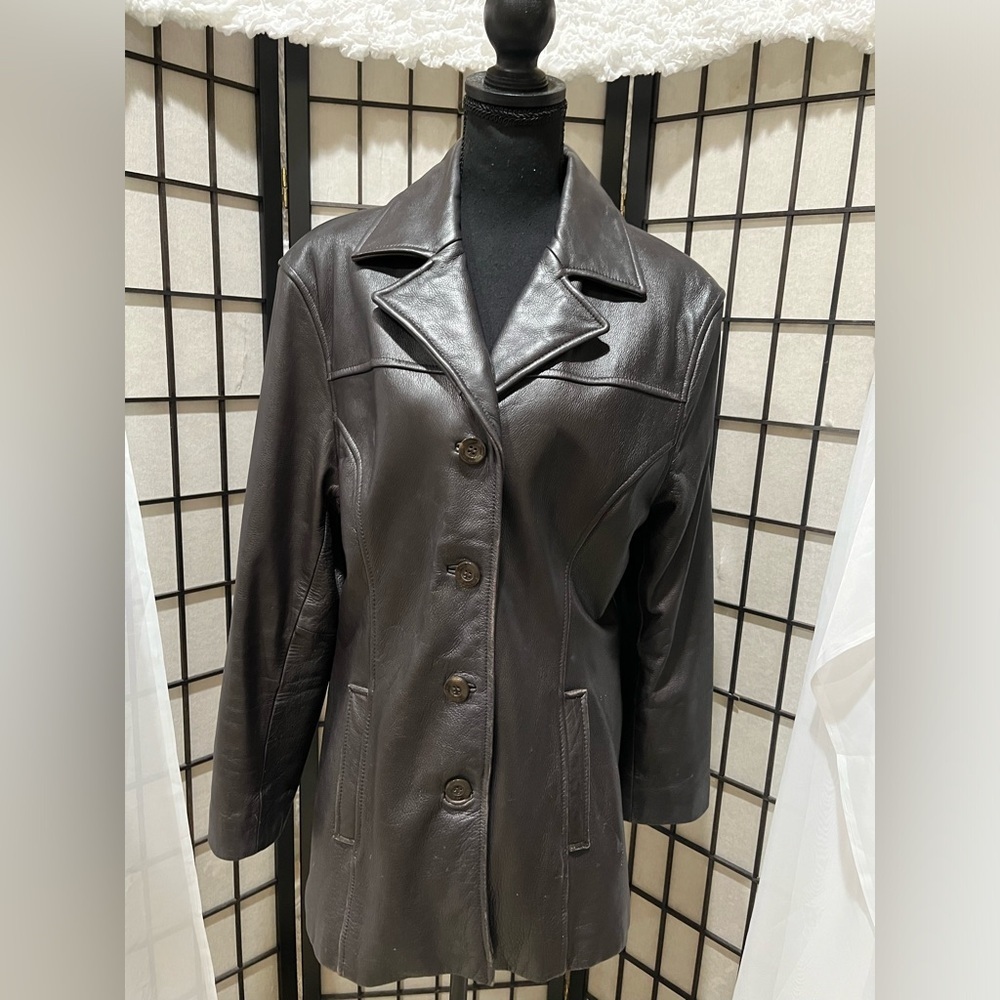 Wilsons Vintage Quater Length Black Leather Womens Jacket, Size L